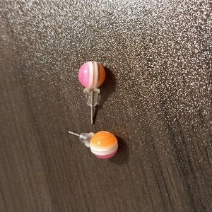 Cute low-key pink and orange stud earrings
